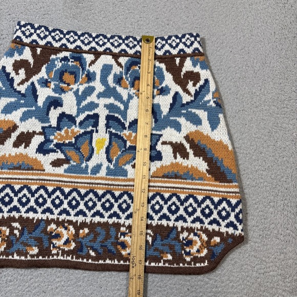 NWT Farm Rio Nuuly Womens Sz M Skirt Brown/Multi Toucan Scarf Knit Floral Mini - Picture 8 of 10
